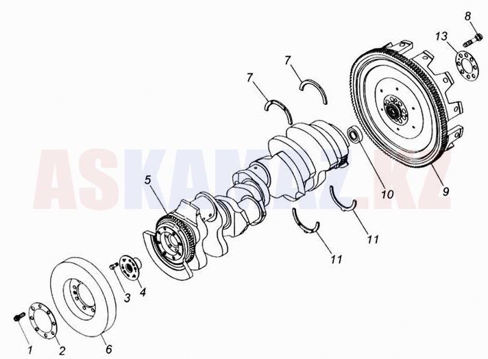 Вал коленчатый с маховиком КАМАЗ-65115. Чертеж: №73